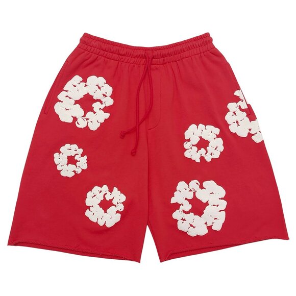 Denim Tears The Cotton Wreath Shorts Red - Picture 1 of 3